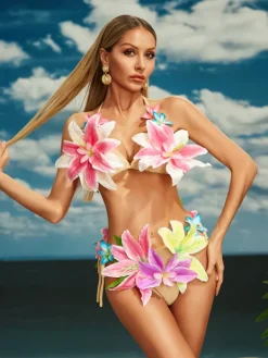 Bikini Sets|Swimwear*Mew Mews Fashion Jamshid Flower Bikini Two Piece Set