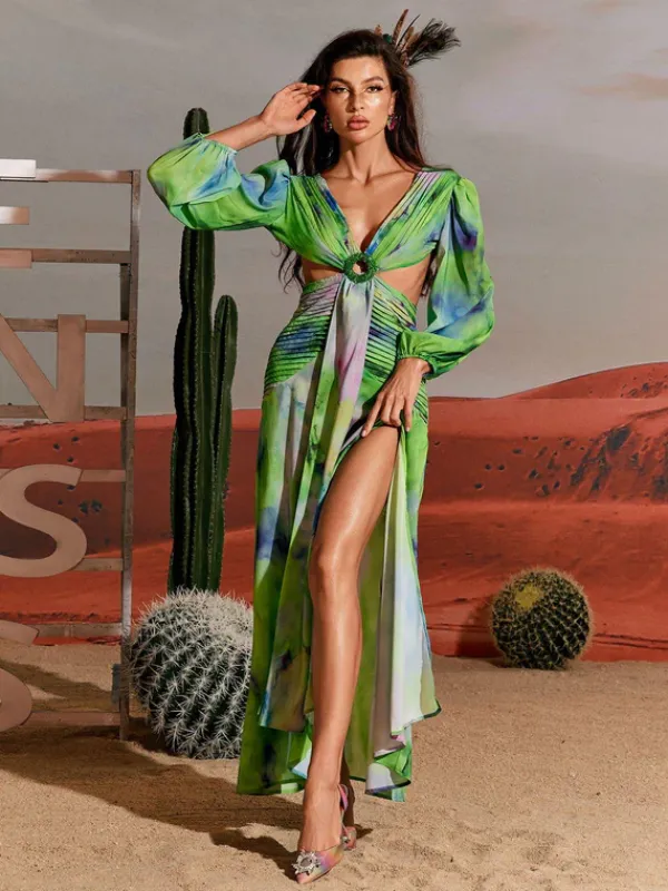 Dresses|Maxi Dresses*Mew Mews Fashion Janay Printed Cutout Maxi Dress