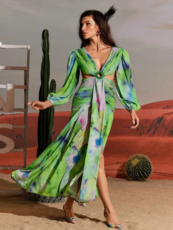 Dresses|Maxi Dresses*Mew Mews Fashion Janay Printed Cutout Maxi Dress