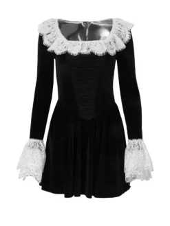 Dresses|Mini Dresses*Mew Mews Fashion Jaxon Lace Trimmed Velvet Mini Dress