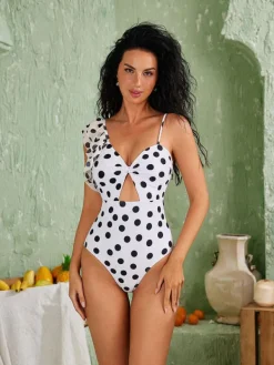 Bikini Sets|Swimwear*Mew Mews Fashion Jethro Dot Cutout Swimwear Two Piece Set