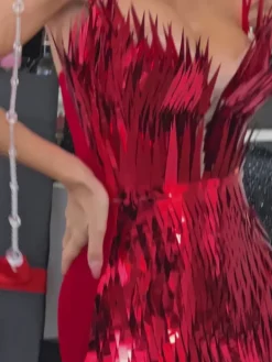 Embellishment|Dresses*Embellishment Jimmie Metal Feather Mini Dress In Red