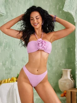 Bikini Sets|Swimwear*Mew Mews Fashion Jojo Seersucker Flower Bikini Three Piece Set