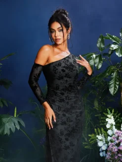 Dresses|Maxi Dresses*Mew Mews Fashion Jonila One Shoulder Flocked Maxi Dress