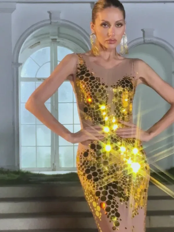 Embellishment|Dresses*Embellishment Joryssa Sleeveless Acrylic Maxi Dress