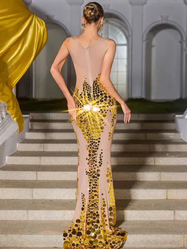 Embellishment|Dresses*Embellishment Joryssa Sleeveless Acrylic Maxi Dress
