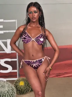 Bikini Sets|Embellishment*Embellishment Josue Acrylic Embellished Bikini Two Piece Set In Purple