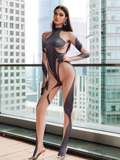 Jumpsuits & Romper|Embellishment*Embellishment Journee Printed Rhinestone Gloves Jumpsuit