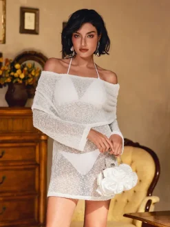 Mini Dresses|Dresses*Mew Mews Fashion Juliea Off Shoulder Knitted Mini Dress