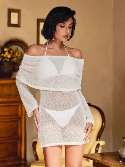 Mini Dresses|Dresses*Mew Mews Fashion Juliea Off Shoulder Knitted Mini Dress