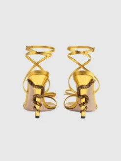 Shoes*Mew Mews Fashion Juliette Metallic Snake Heel Sandals In Gold