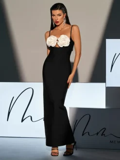 Dresses|Maxi Dresses*Bandage Juna Spaghetti Flower Hollow Dress