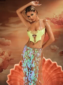 Armor Tops|Tops*Mew Mews Fashion O/S Kaelrix Halterneck Chain Armor Top In Green