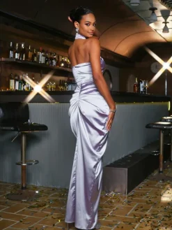 Dresses|Maxi Dresses*Mew Mews Fashion Kaily Halterneck Cutout Satin Maxi Dress
