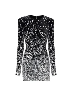 Dresses|Mini Dresses*Mew Mews Fashion Karla Long Sleeve Embellished Velvet Dress