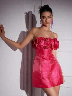 Dresses|Mini Dresses*Mew Mews Fashion Katelynn Strapless Flower Mini Dress