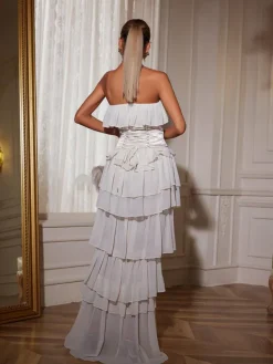 Dresses|Maxi Dresses*Mew Mews Fashion Katrina Strapless Ruched Mesh Maxi Dress