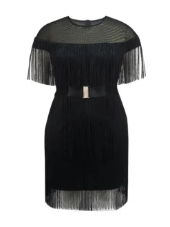 Dresses|Mini Dresses*Mew Mews Fashion Kayelee Round Neck Fringe Mini Dress