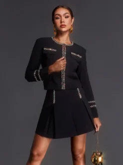 Sets & Co-ords*Mew Mews Fashion Keelia Long Sleeve Rhinestone Skirt Set
