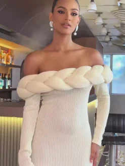 Dresses|Mini Dresses*Mew Mews Fashion Keiandra Off Shoulder Knitted Mini Dress
