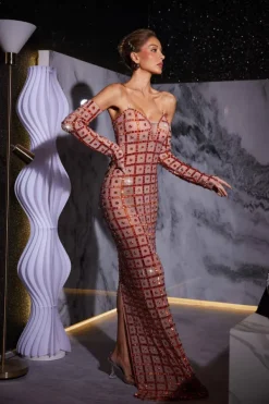 Embellishment|Dresses*Embellishment Kieran Rhinestone Mesh Maxi Dress