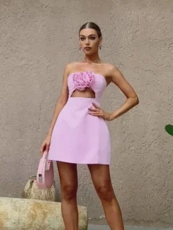 Dresses|Mini Dresses*Mew Mews Fashion Kinsley Strapless Cutout Mini Dress In Pink