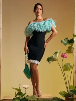 Dresses|Mini Dresses*Bandage Koda Strapless Fringe Flower Mini Dress