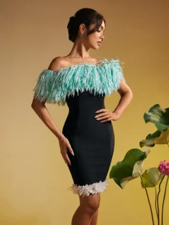 Dresses|Mini Dresses*Bandage Koda Strapless Fringe Flower Mini Dress
