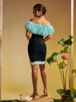 Dresses|Mini Dresses*Bandage Koda Strapless Fringe Flower Mini Dress