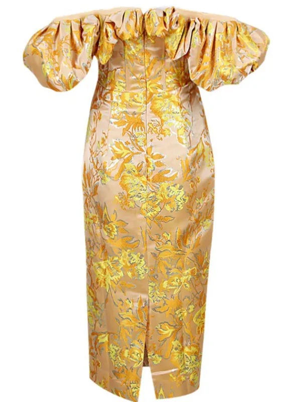 Dresses|Midi Dresses*Mew Mews Fashion Kore Off Shoulder Jacquard Midi Dress