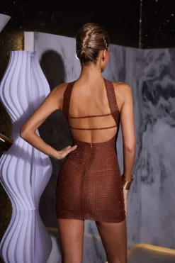 Dresses|Mini Dresses*Mew Mews Fashion Kyrie Backless Crystal Mini Dress In Brown
