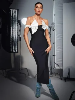 Dresses|Midi Dresses*Bandage Landen Off Shoulder Pleated Dress