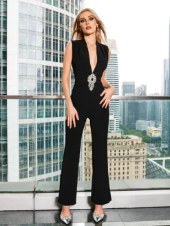 Jumpsuits & Romper*Mew Mews Fashion Latania V Neck Embellished Jumpsuit
