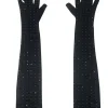 Gloves*Mew Mews Fashion Ledie Rhinestone Gloves In Black