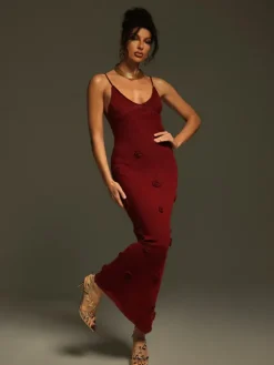Dresses|Maxi Dresses*Mew Mews Fashion Lekeisha Spaghetti Flower Knitted Maxi Dress