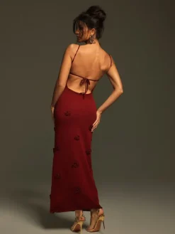 Dresses|Maxi Dresses*Mew Mews Fashion Lekeisha Spaghetti Flower Knitted Maxi Dress