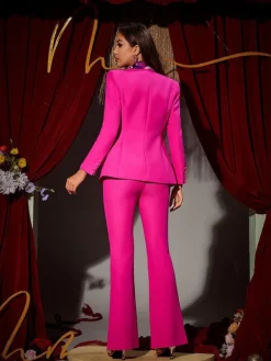 Sets & Co-ords*Mew Mews Fashion Lewa Hollow Collarless Blazer Set In Hot Pink