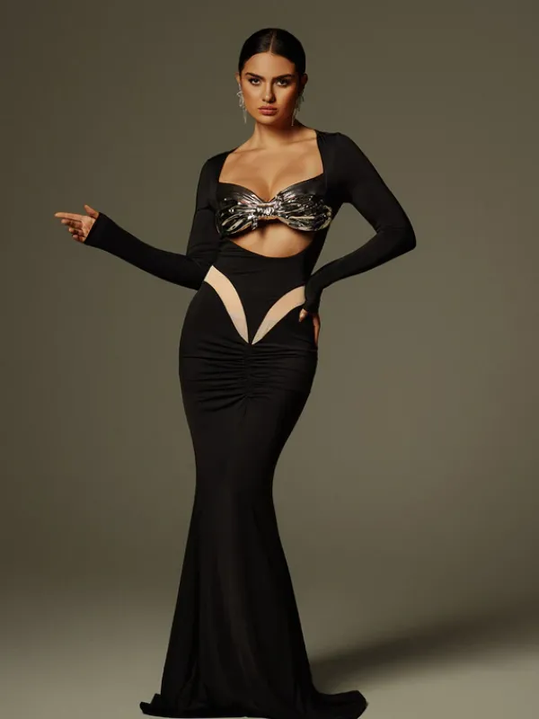 Armor Tops|Tops*Mew Mews Fashion O/S Lianne Bow Twisted Armor Top In Silver