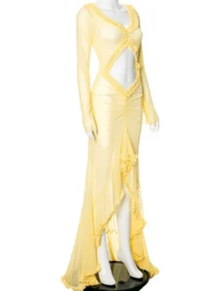 Dresses*Mew Mews Fashion Liev See Through Cutout Ruched Dress