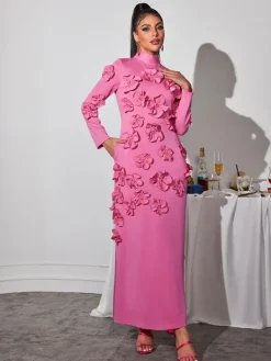 Dresses*Mew Mews Fashion Liluri Long Sleeve Flower Maxi Dress
