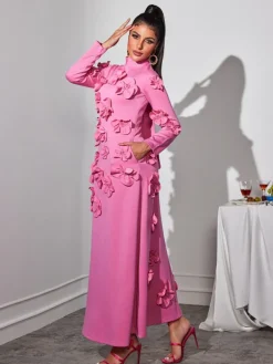 Dresses*Mew Mews Fashion Liluri Long Sleeve Flower Maxi Dress
