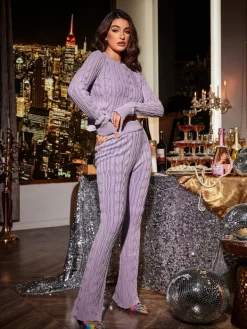 Pants & Shorts*Mew Mews Fashion O/S Linnet Knit Lounge Pants In Purple