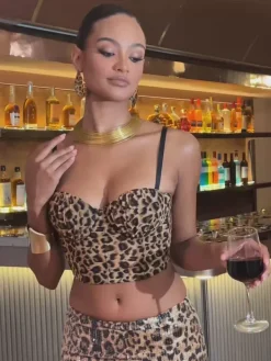 Tops*Mew Mews Fashion Linzie Spaghetti Leopard Top