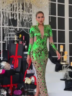 Embellishment|Dresses*Embellishment Livine Acrylic Embellished Mesh Maxi Dress