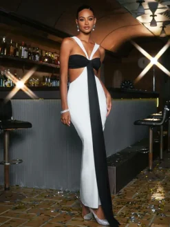 Dresses|Maxi Dresses*Mew Mews Fashion Lombe Lace Up Draped Maxi Dress