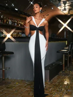 Dresses|Maxi Dresses*Mew Mews Fashion Lombe Lace Up Draped Maxi Dress