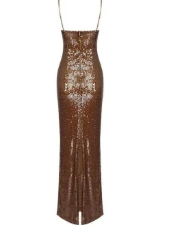 Dresses|Maxi Dresses*Mew Mews Fashion Lorelei Brown Sequin Dress