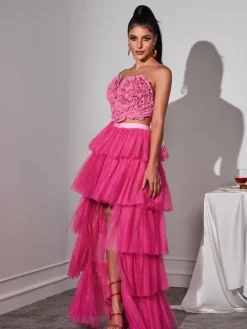 Skirts*Mew Mews Fashion Loryn Tiered Tulle Trimmed Skirt