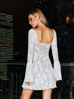 Dresses|Mini Dresses*Mew Mews Fashion Lowell Square Neck Floral Mini Dress In White