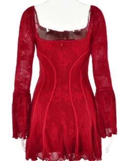 Dresses|Mini Dresses*Mew Mews Fashion Lowell Square Neck Floral Mini Dress In Red
